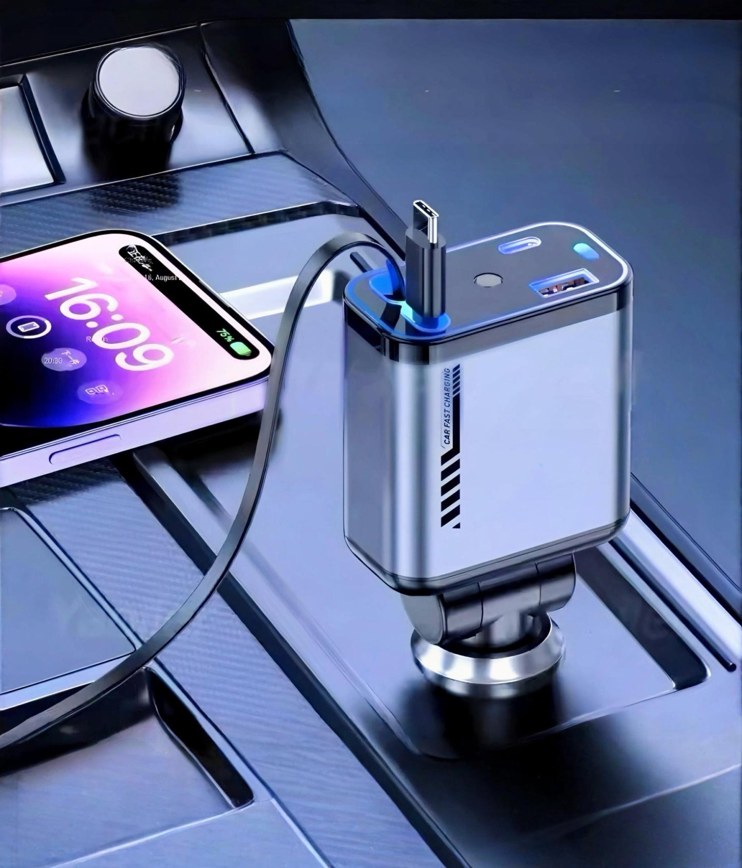 Chargeur voiture double port USB & Type-C